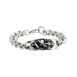 Bracelet gourmette croix celtique fleur de lys