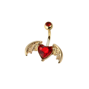 Le piercing nombril en acier chirurgical cœur et ailes