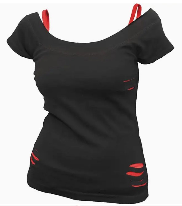 t-shirt noir et rouge